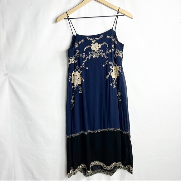 ANTHROPOLOGIE Allaire Embroidered Slip Dress Sequined NWT in XXSP - Picture 9 of 9